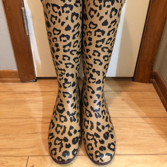 leopard rain boots hunter